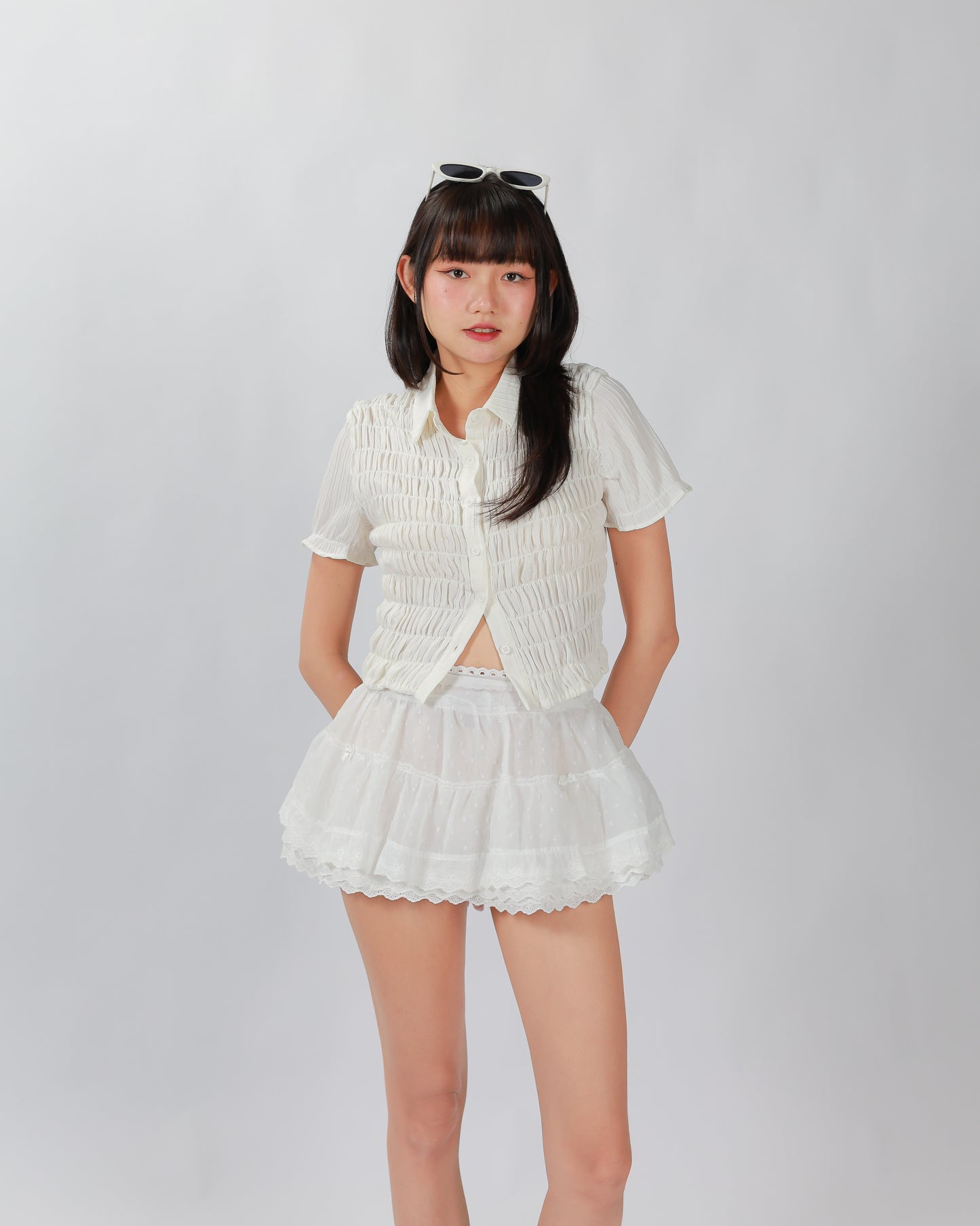 PLEATY TOP - WHITE