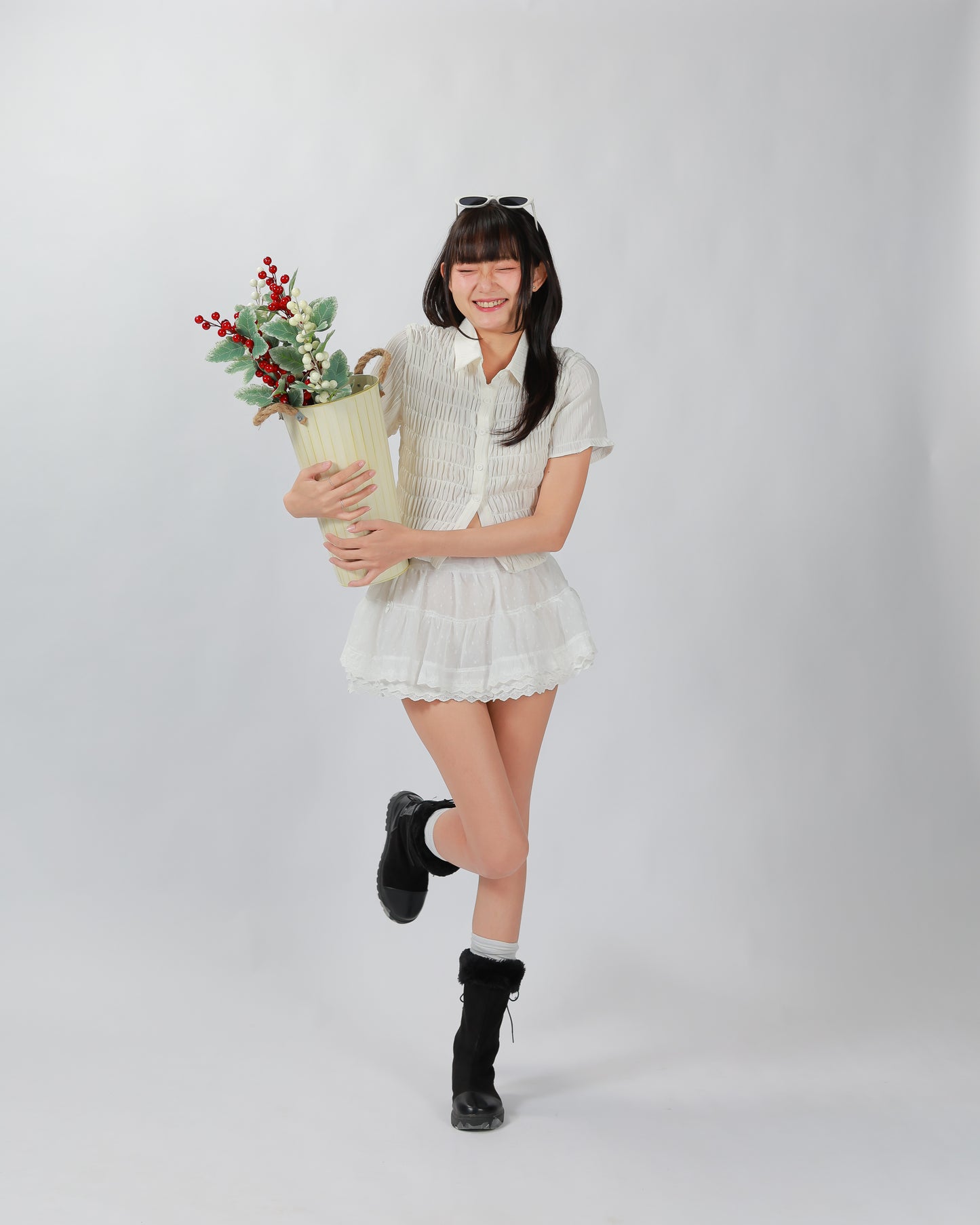 PLEATY TOP - WHITE
