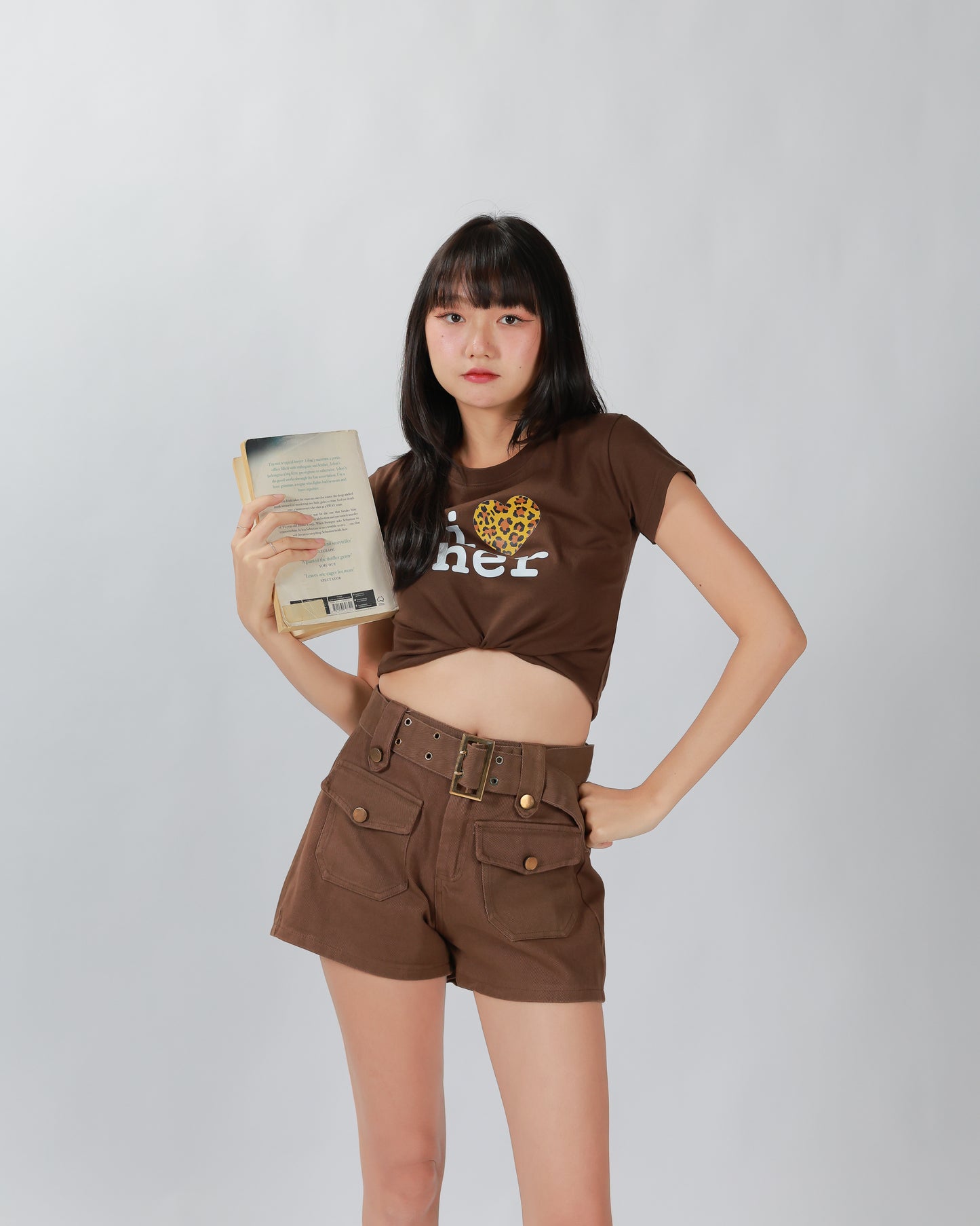 COWY SHORTS(BELT)- BROWN