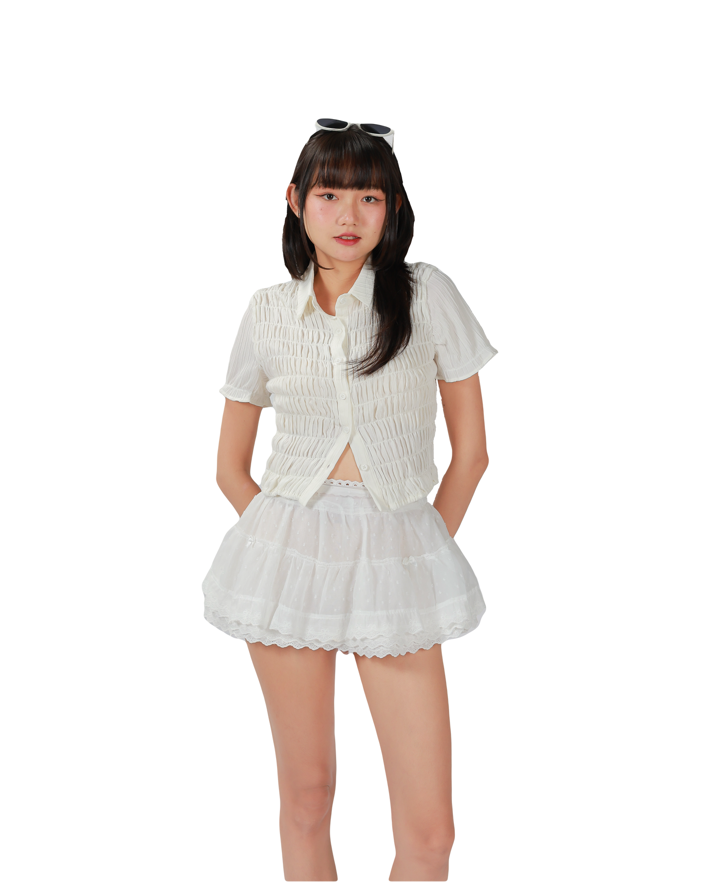 PLEATY TOP - WHITE