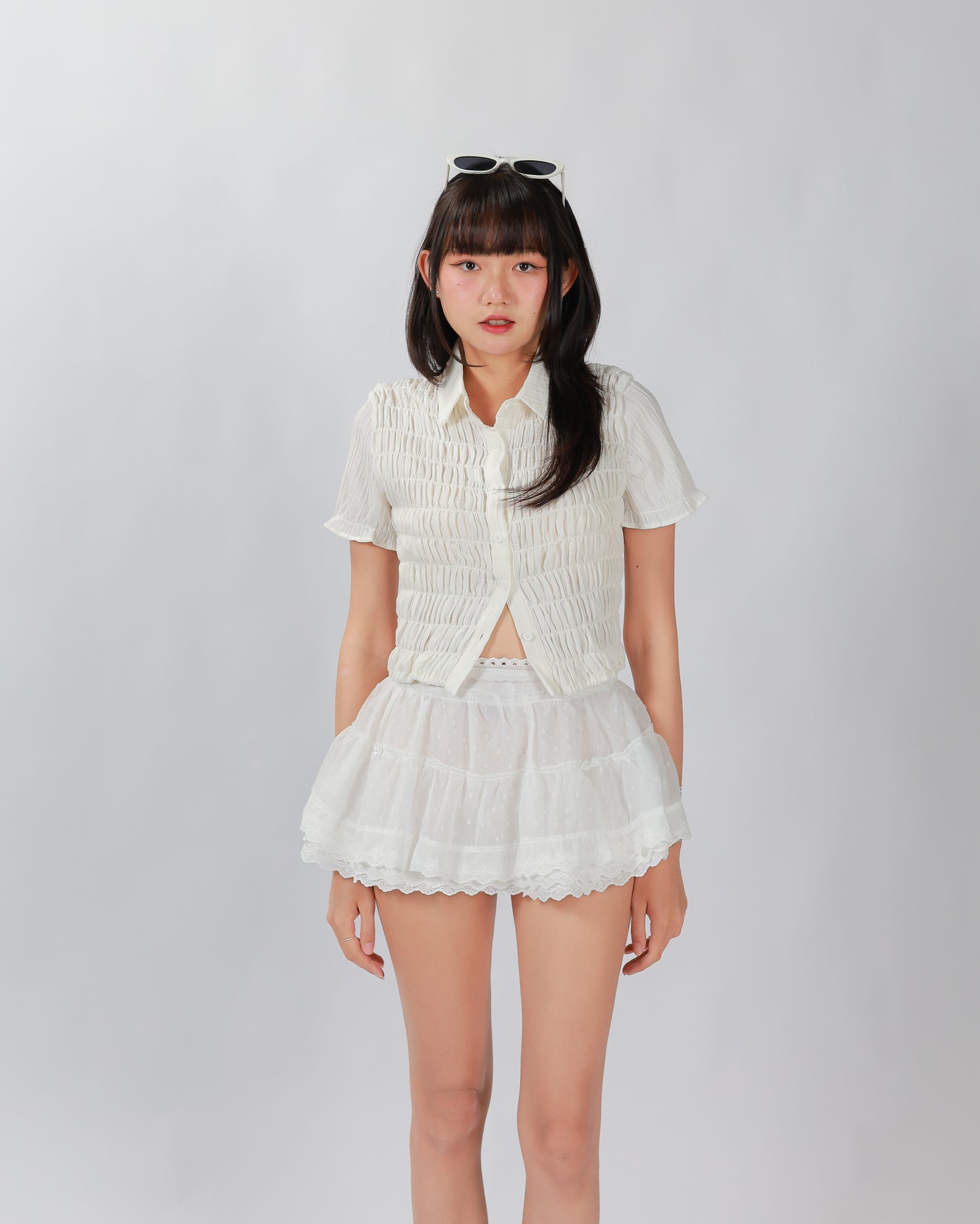 PLEATY TOP - WHITE
