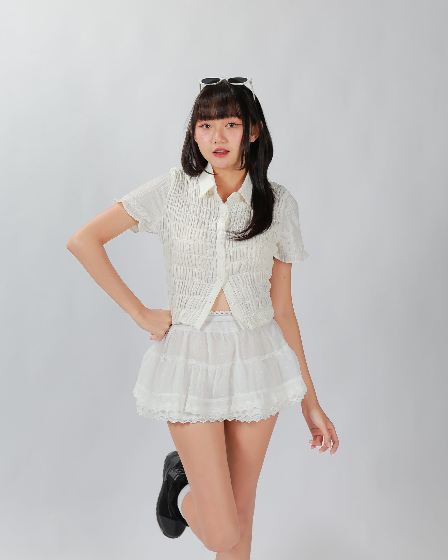 PLEATY TOP - WHITE