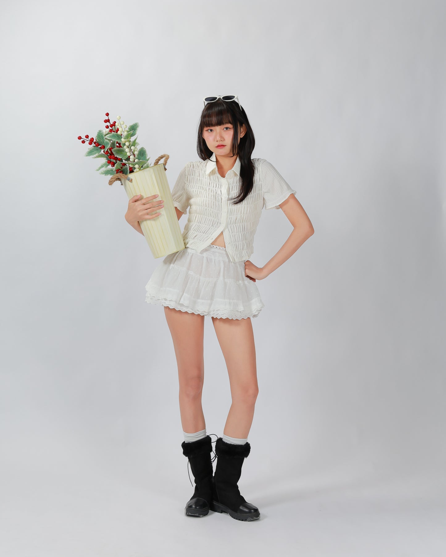 PLEATY TOP - WHITE