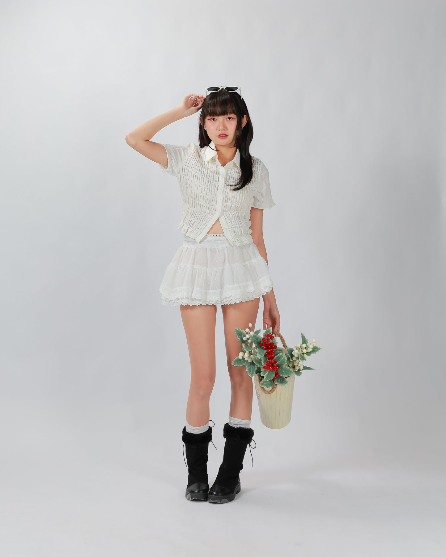 PLEATY TOP - WHITE