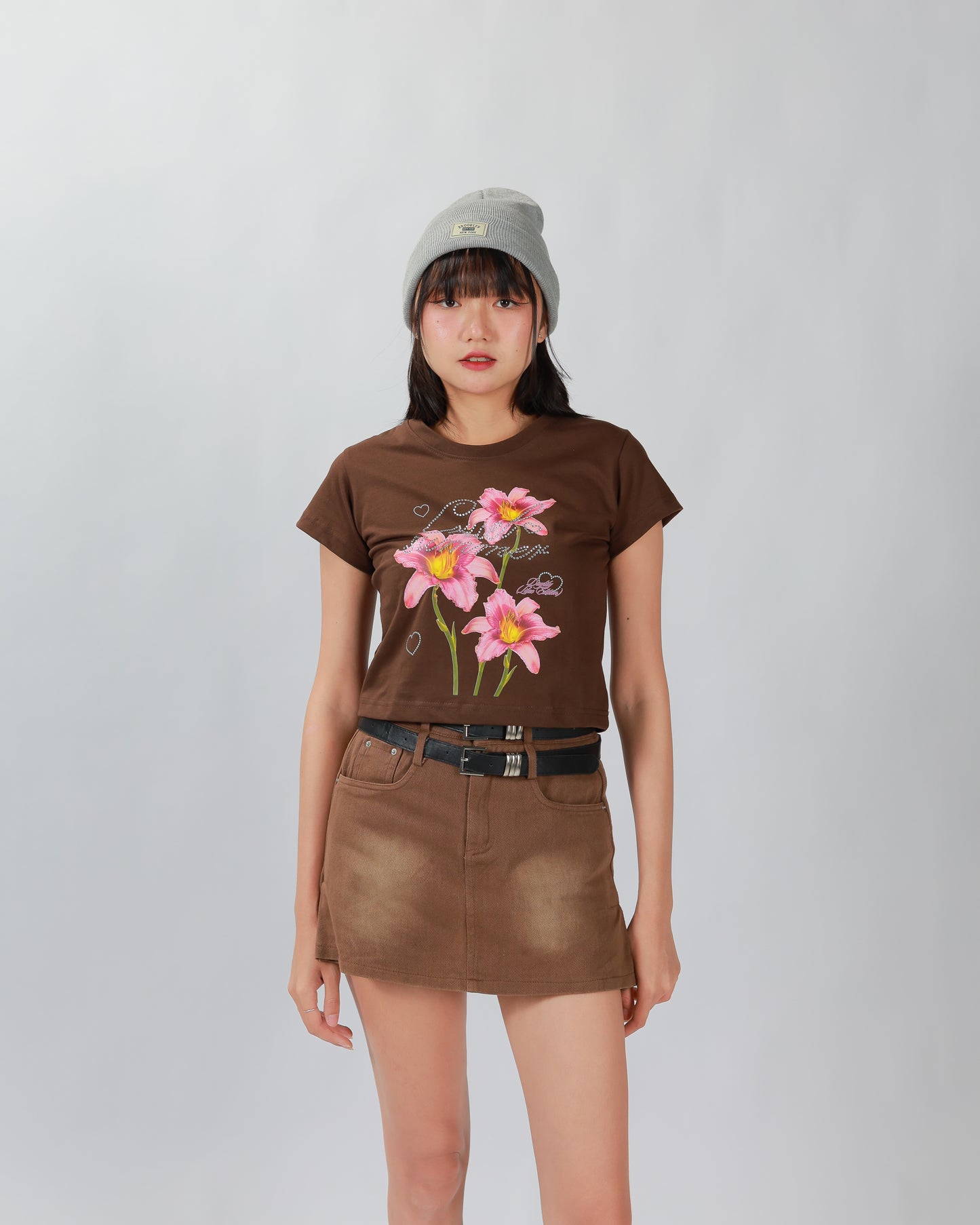 COWY SKIRT(2 BELTS) - BROWN