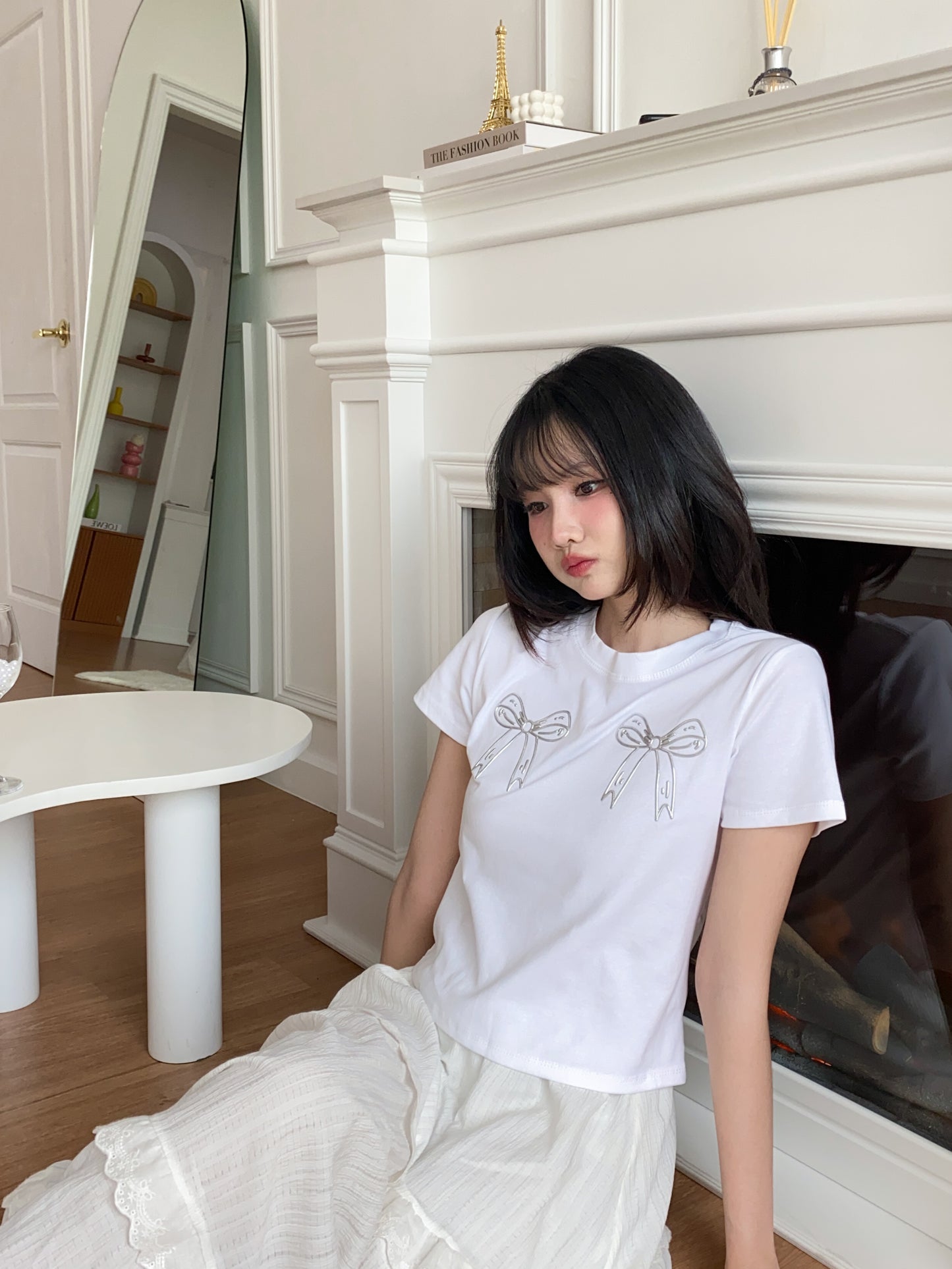 Ribbon Charm Tee - White