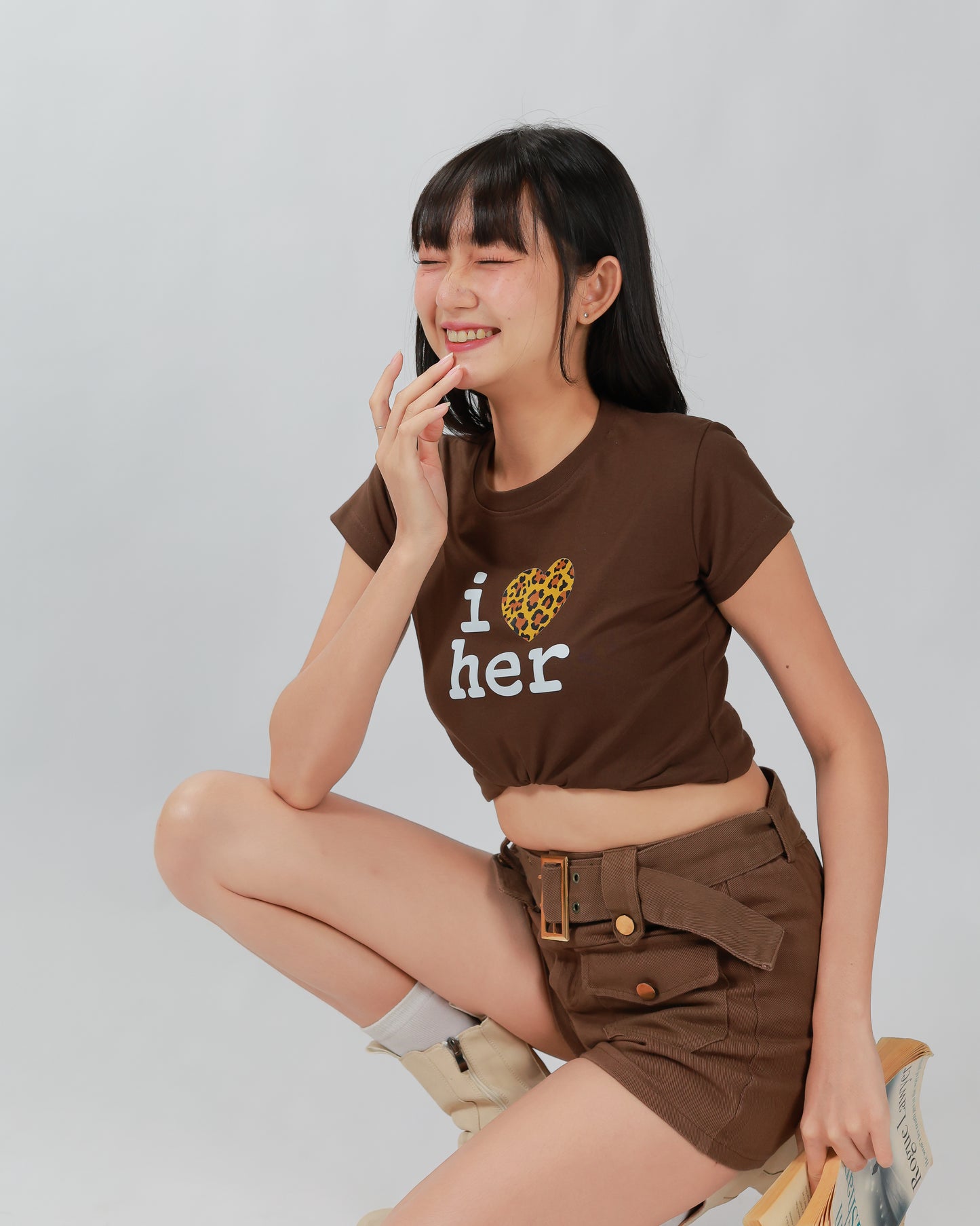 COWY SHORTS(BELT)- BROWN