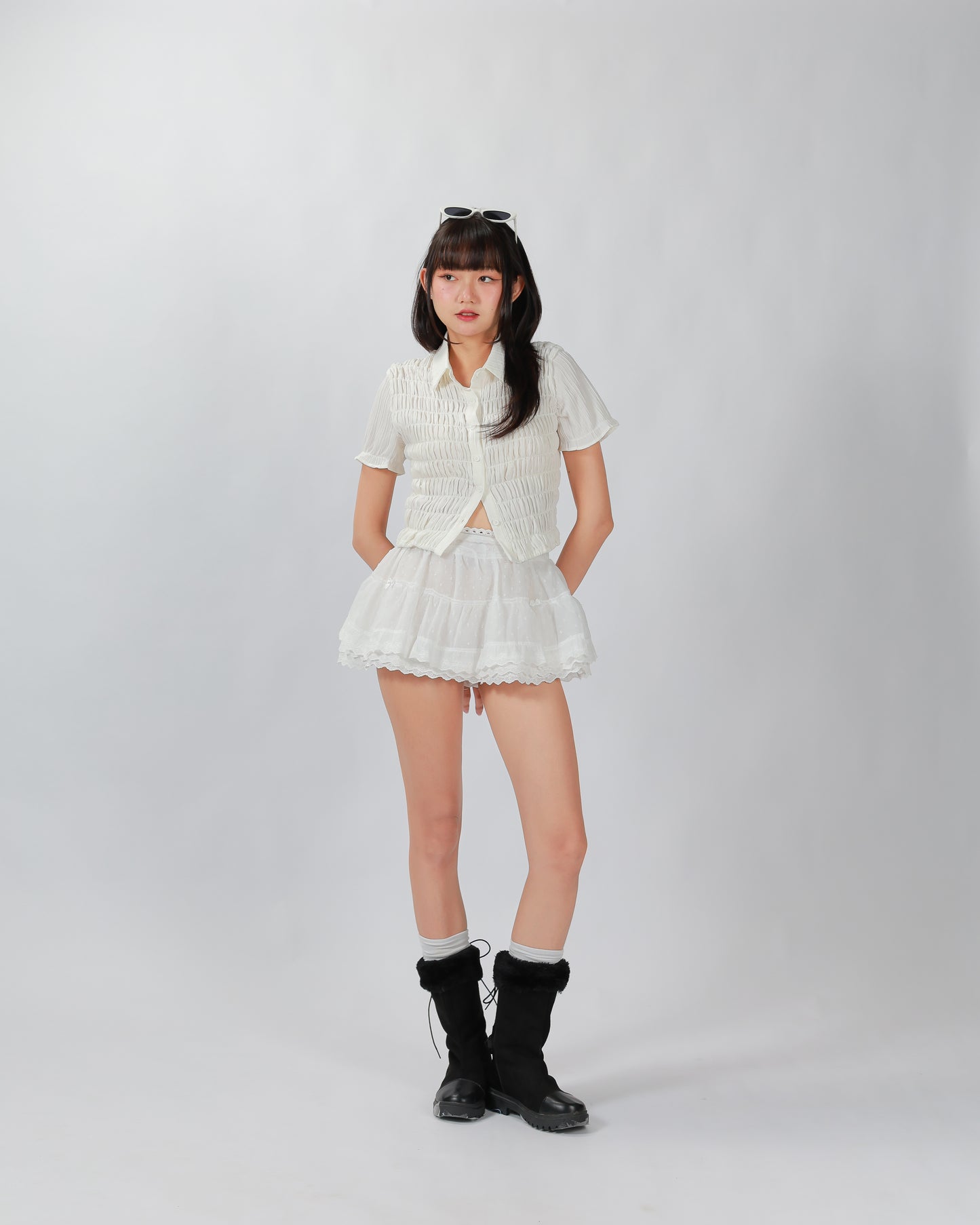 PLEATY TOP - WHITE