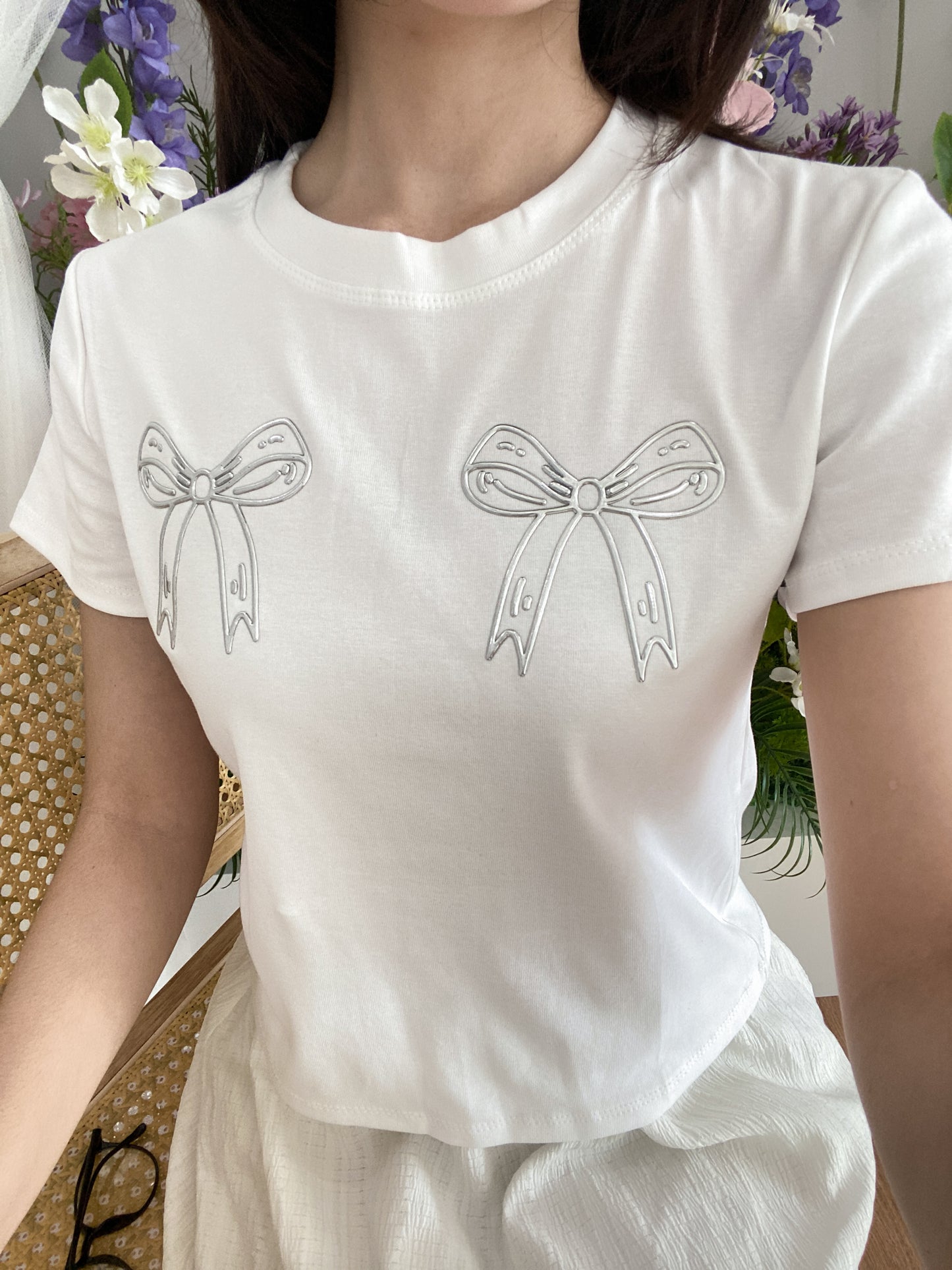 Ribbon Charm Tee - White