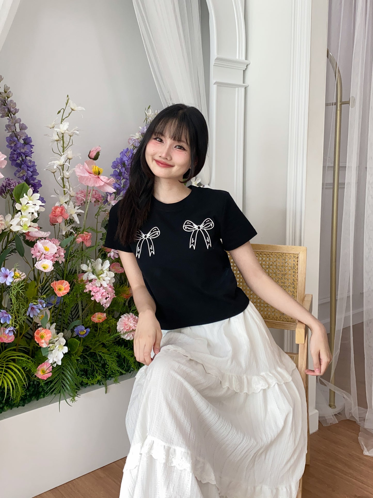 Ribbon Charm Tee - Black