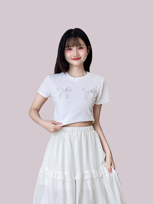 Ribbon Charm Tee - White