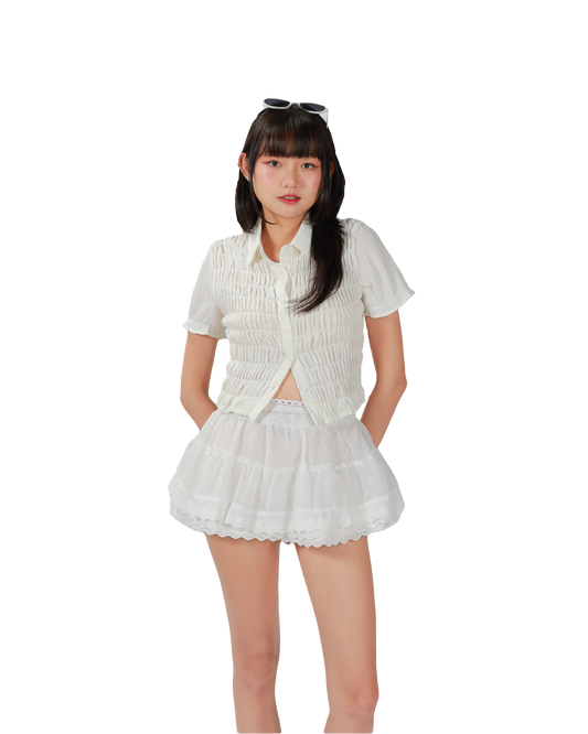 PLEATY TOP - WHITE