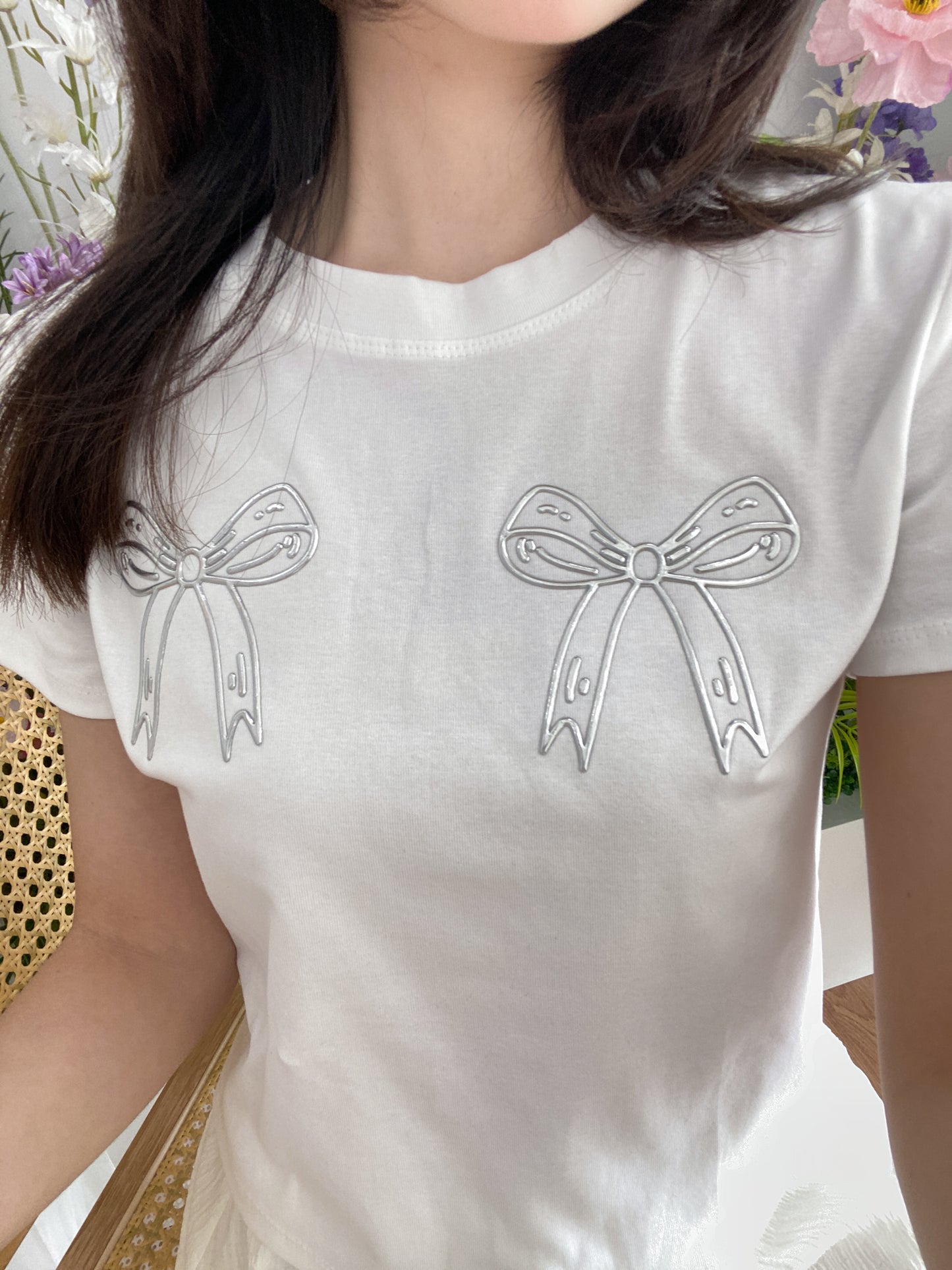 Ribbon Charm Tee - White