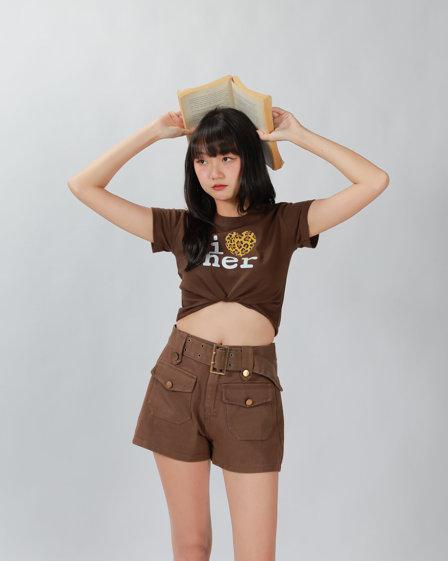 COWY SHORTS(BELT)- BROWN