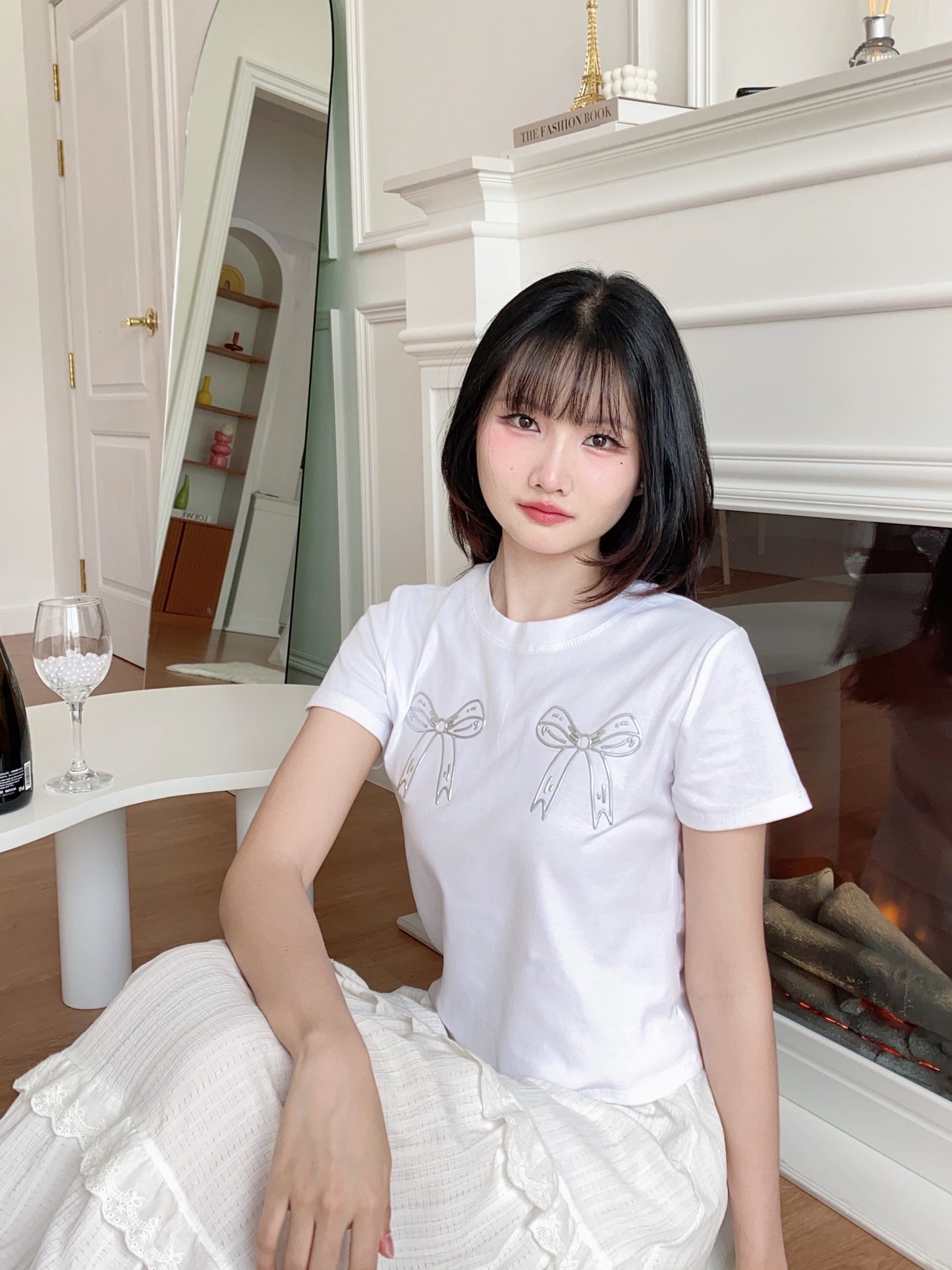 Ribbon Charm Tee - White