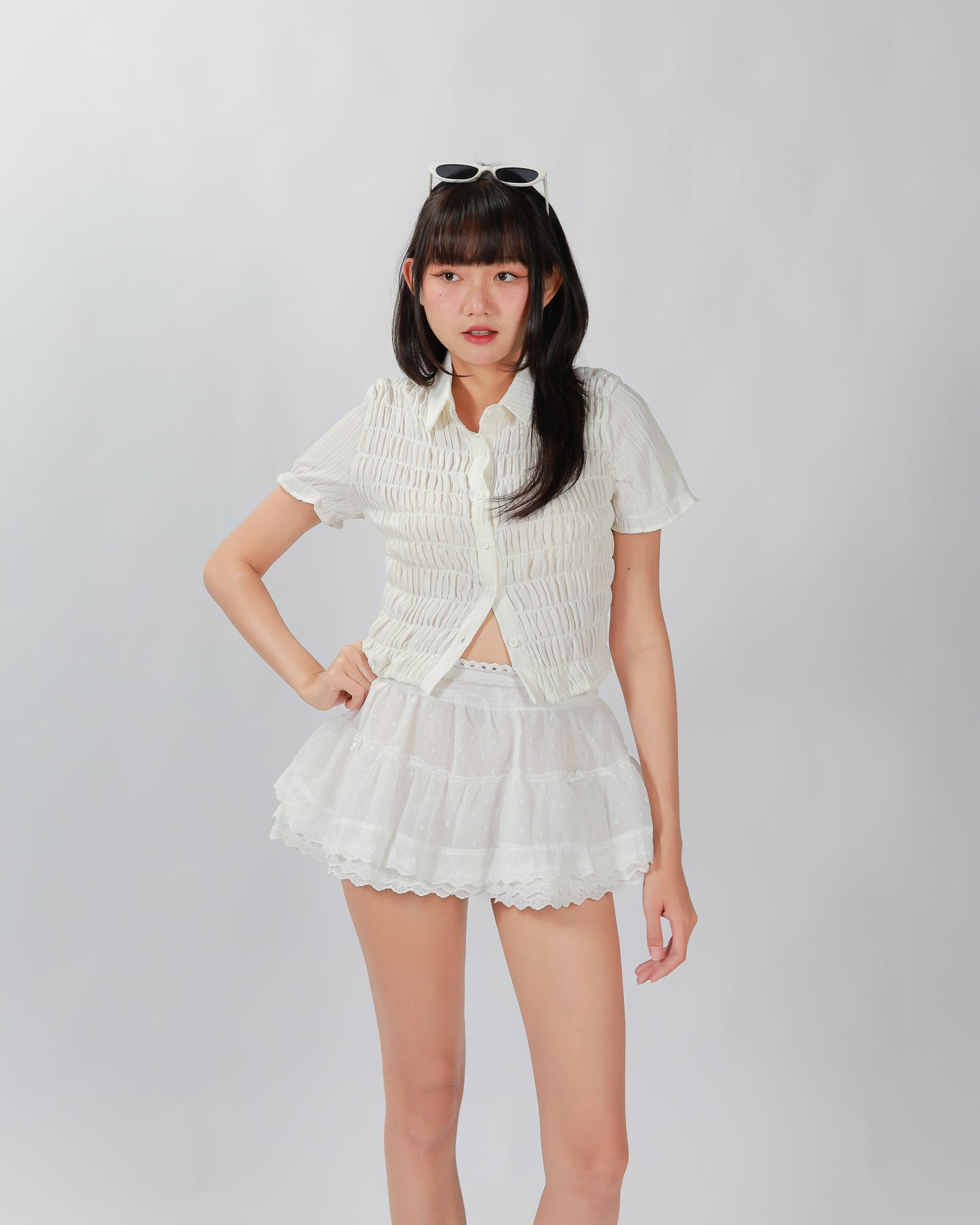 PLEATY TOP - WHITE