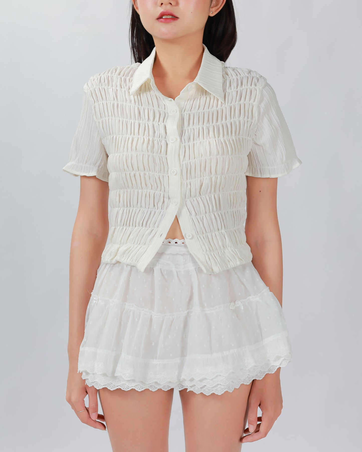 PLEATY TOP - WHITE