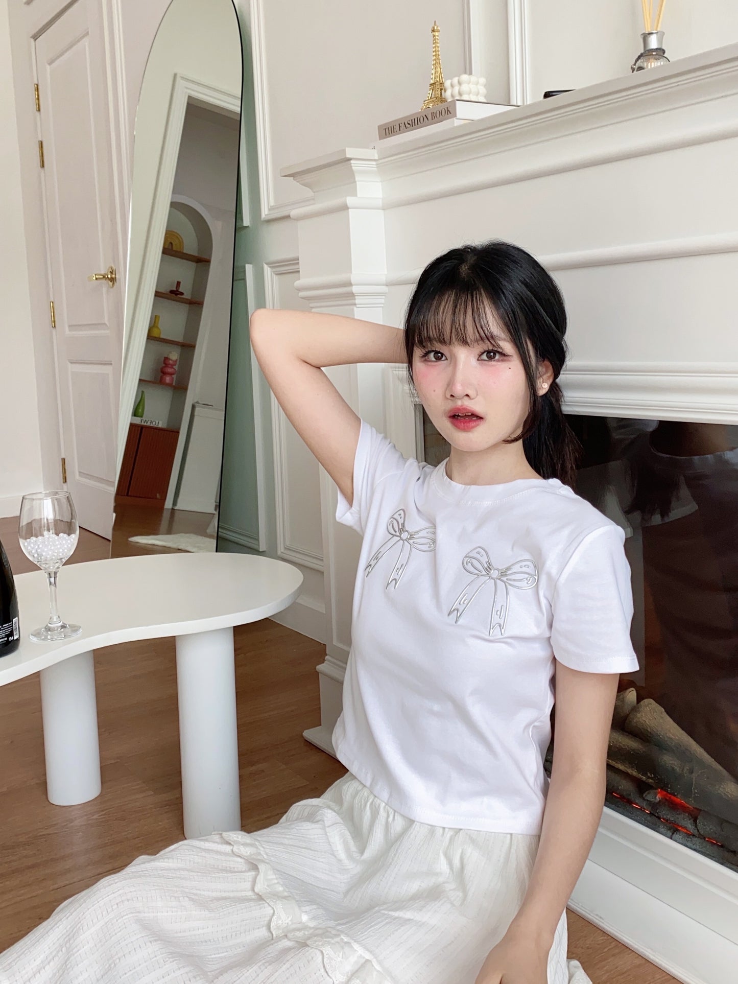 Ribbon Charm Tee - White