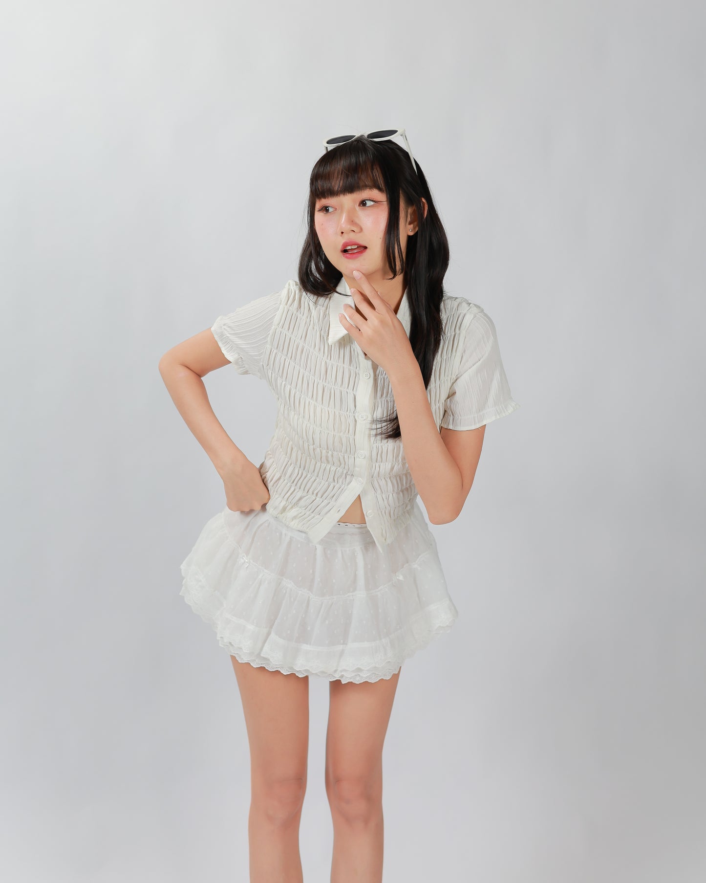 PLEATY TOP - WHITE