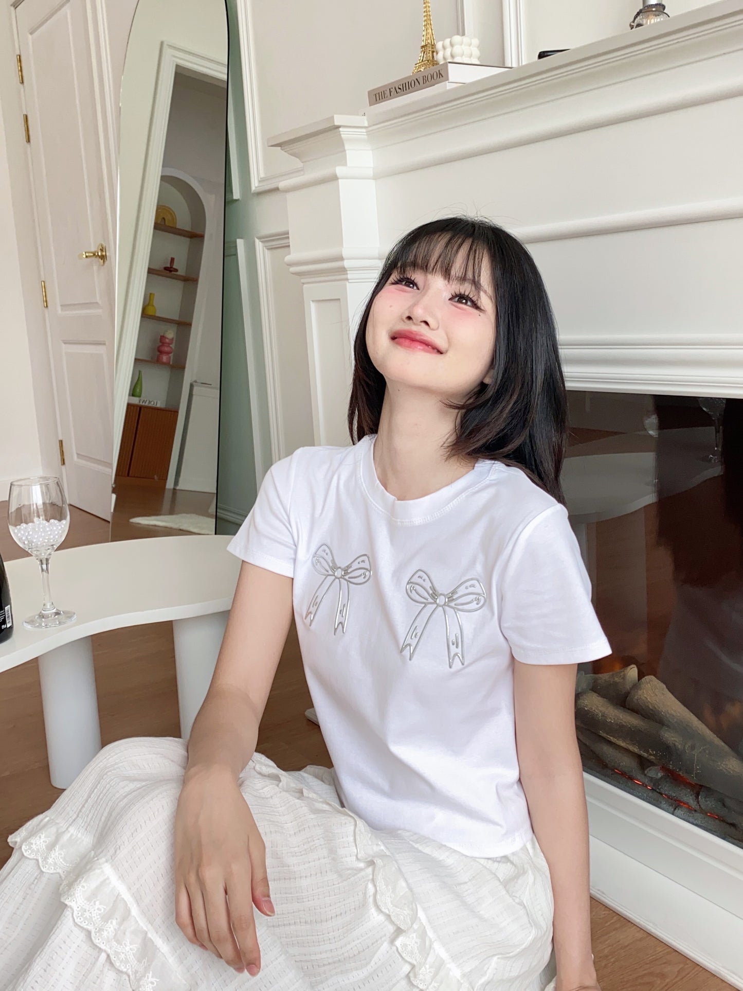 Ribbon Charm Tee - White