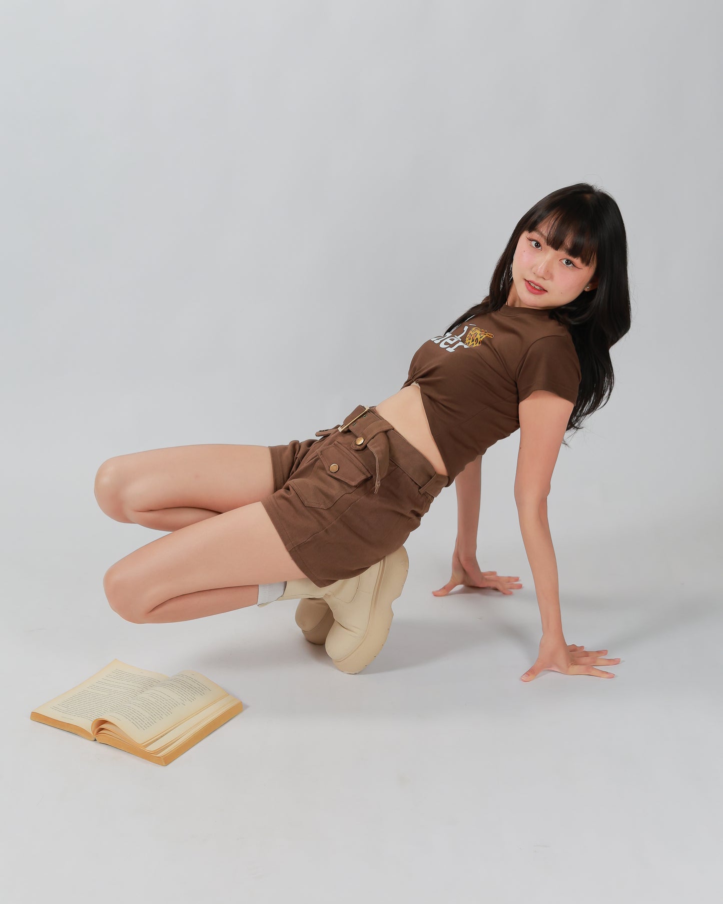 COWY SHORTS(BELT)- BROWN