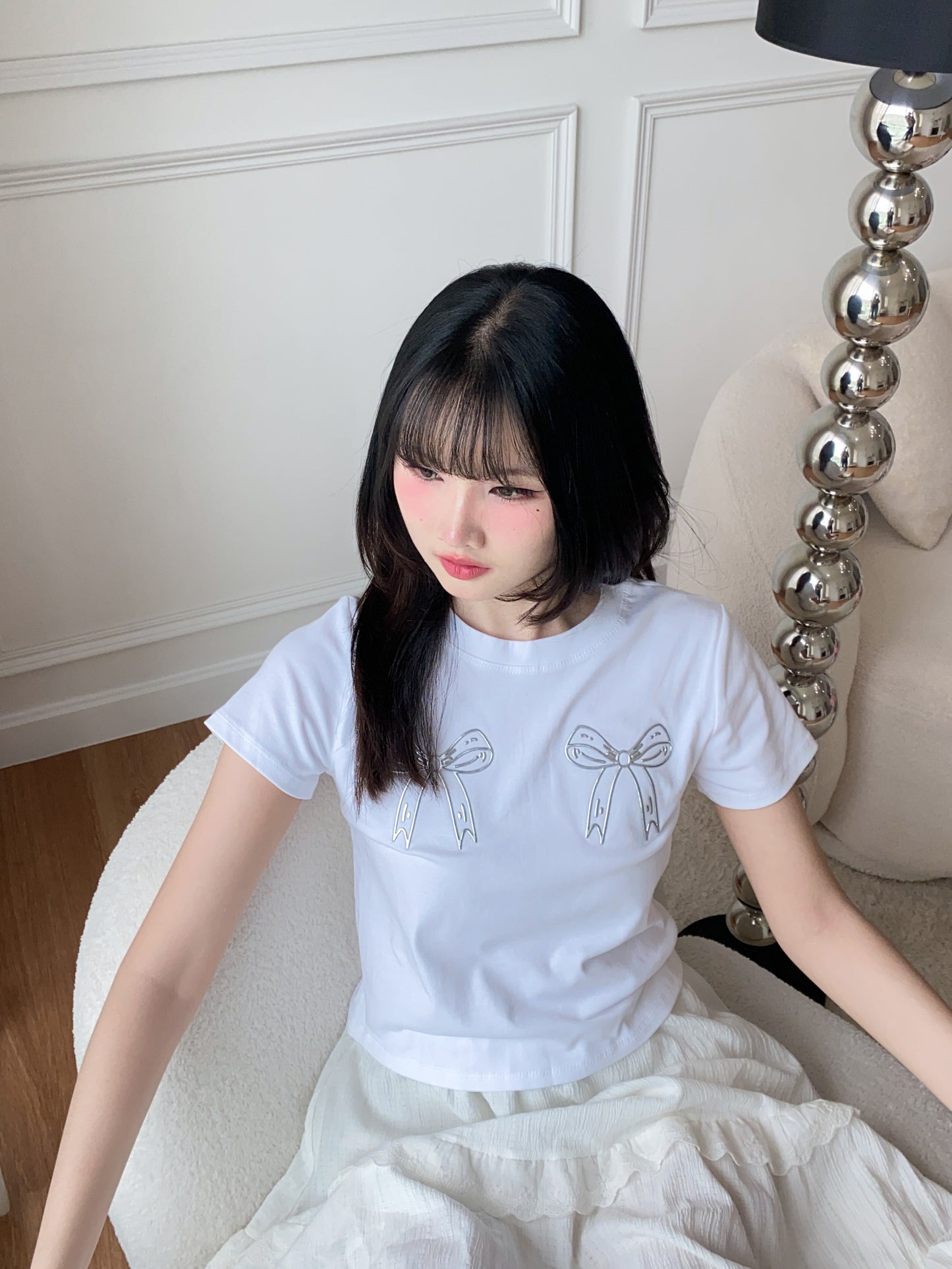 Ribbon Charm Tee - White